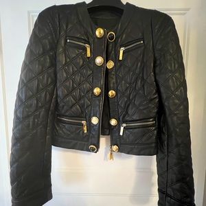 Leather jacket detailed buttons